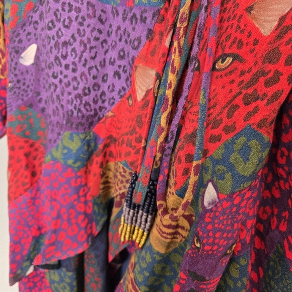 Farm Rio ruffled cheeta print wrap dress long sleeve | size Small - Picture 6 of 7